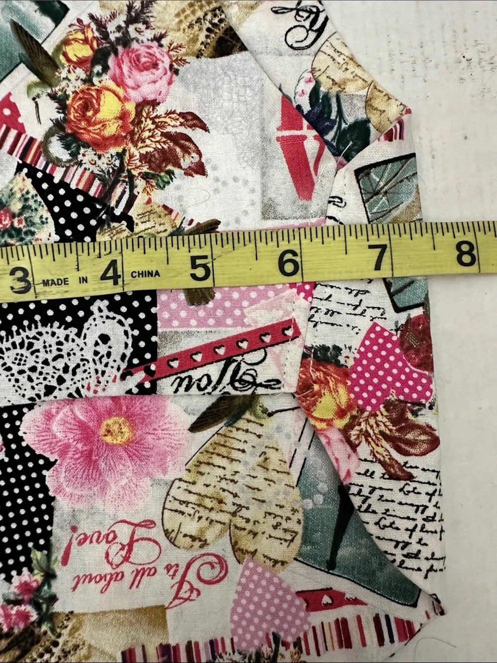 Artisan Vintage Floral Patchwork Dog tie dress in Pink and Green